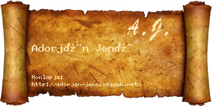 Adorján Jenő névjegykártya